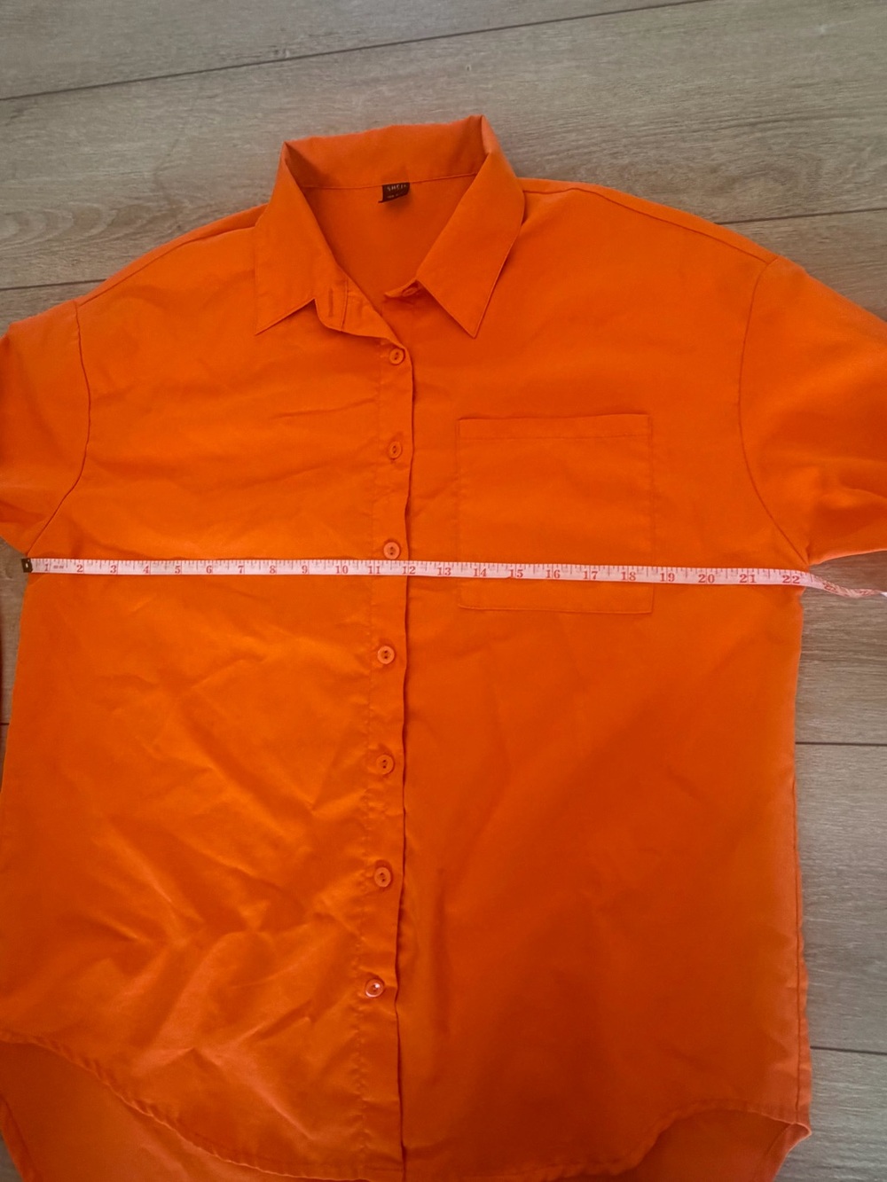 SHEIN Oversized Neon Orange Button Up Shirt Women’s Size S EU 36 High Low Hem - Picture 6 of 6